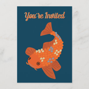 Koi Goldfish Ornamental Fish Pond Party Inbjudningar