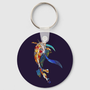 Koi i Glass konst lämnade moderna Keychain för Nyckelring