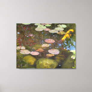 Koi i Lily Pad Pond Canvastryck