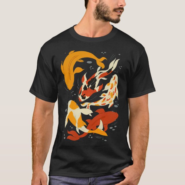 Koi i svart vatten t shirt (Framsida)