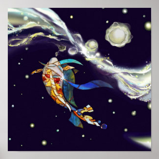 Koi i Universe Glass Designer Insida Poster