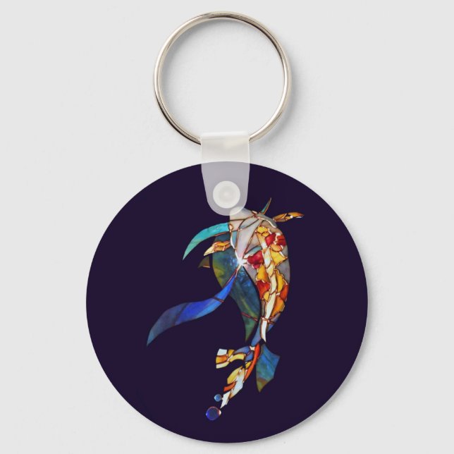 Koi in Space Glass Art Modern Keychain höger Nyckelring (Framsida)