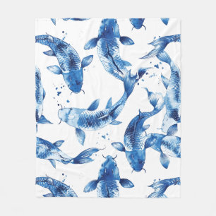 Koi indigo shibori fleecefilt