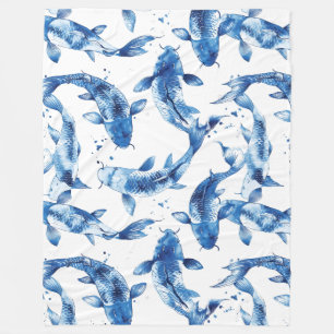 Koi indigo shibori fleecefilt