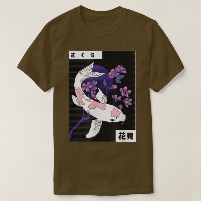 Koi Japanese Koi Carp Sakura Tree Sunset Cherry Bl T Shirt (Design framsida)