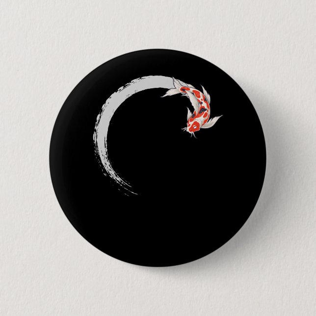 Koi Japansk Enso Circle Carp Fish Knapp (Framsida)