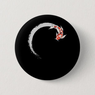 Koi Japansk Enso Circle Carp Fish Knapp