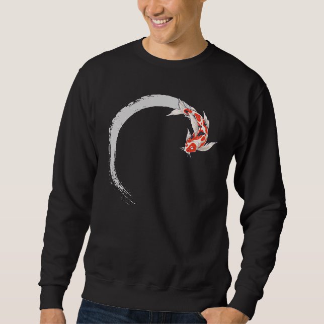 Koi Japansk Enso Circle Carp Fish Lång Ärmad Tröja (Framsida)