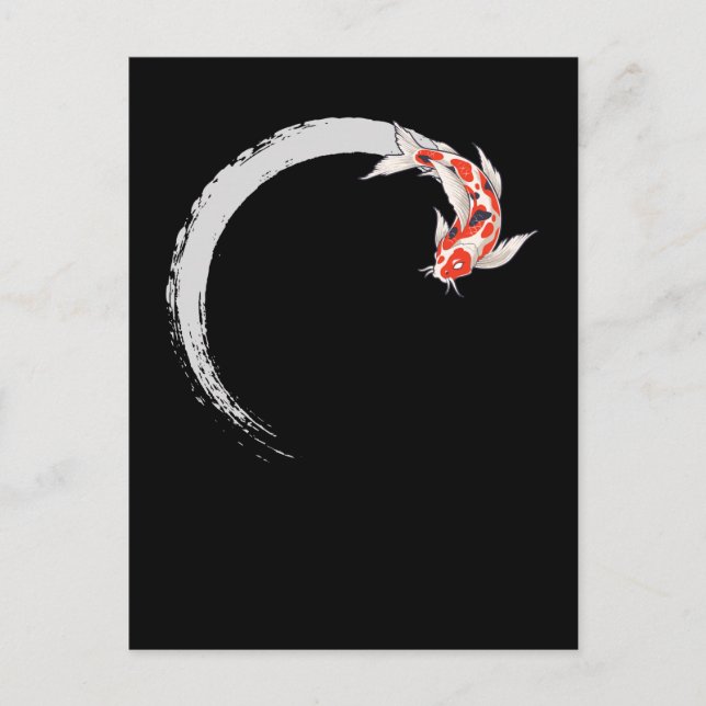 Koi Japansk Enso Circle Carp Fish Vykort (Framsida)