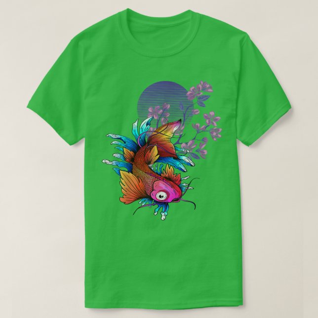 Koi Japansk Fish Cherry Blommar Nishikigoi Asian T Shirt (Design framsida)