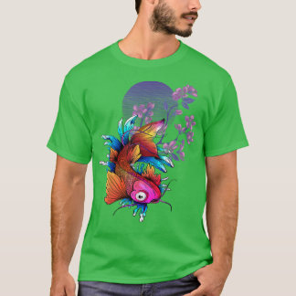 Koi Japansk Fish Cherry Blommar Nishikigoi Asian T Shirt