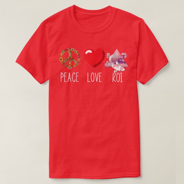 Koi Japansk Fish Heart Japansk Koi Carp Kärlek Pea T Shirt (Design framsida)