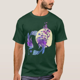 Koi Japansk Koi Carp Full Moon Yin Yang Cherry Bl T Shirt