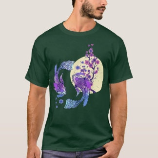 Koi Japansk Koi Carp Full Moon Yin Yang Cherry Bl T Shirt