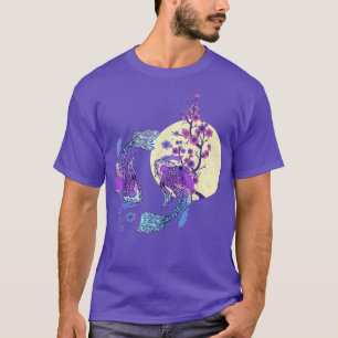 Koi Japansk Koi Carp Full Moon Yin Yang Cherry Bl T Shirt