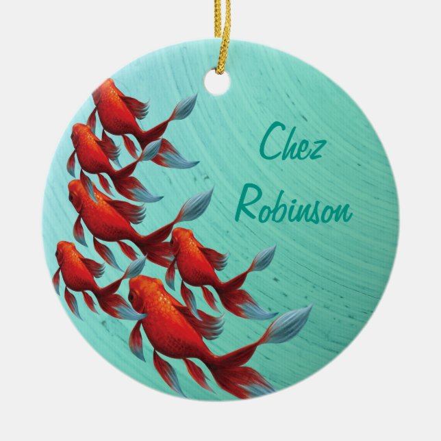 Koi Japansk orientalfisk Julgransprydnad Keramik (Framsidan)