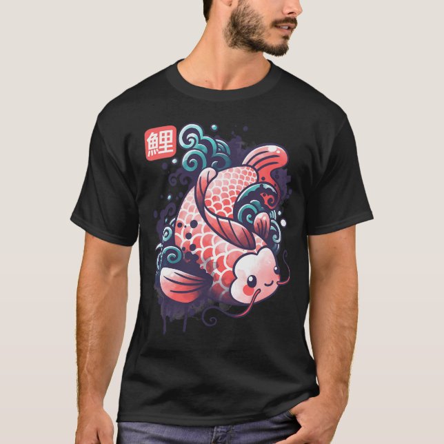 koi karp fisk akvarell t shirt (Framsida)