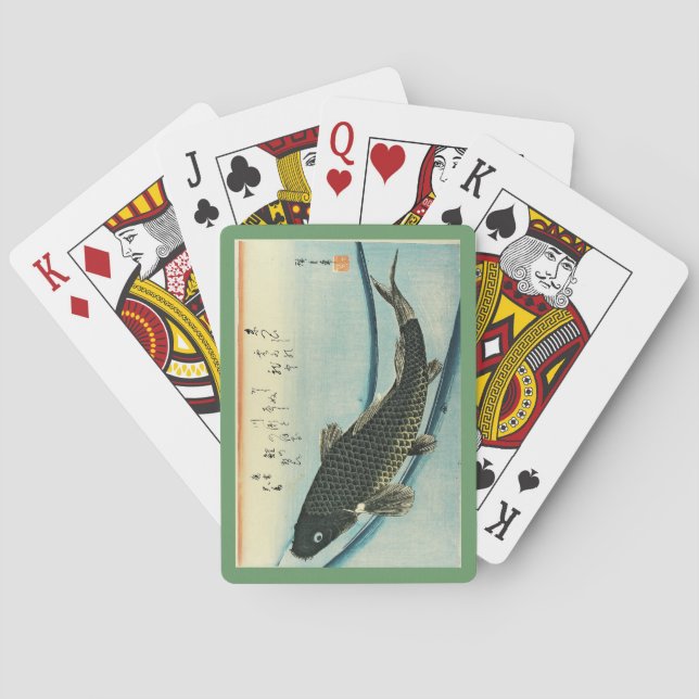Koi (karp) - Hiroshiges japanska fiskutskrift Casinokort (Baksidan)