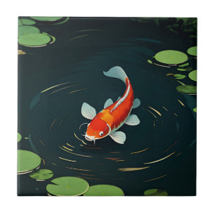 Koi Karp Lotusdamm Frid Kakelplatta