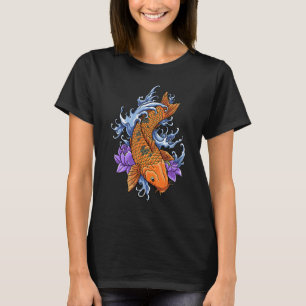 Koi Karpfisk Grafisk Koi Fisk Lila Blomma T Shirt