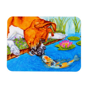 Koi Kiss Boxer Hund Illustration Magnet