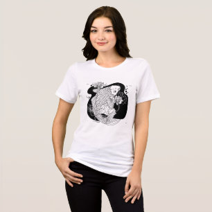 Koi & Lotus Zen Linje Konst T Shirt