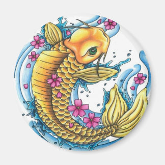 Koi med Cherry Blommars Large Magnet