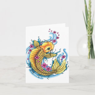 Koi med Cherry Blommars Note Card Kort