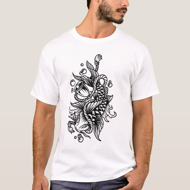Koi med klockor och rep-tatuering T-Shirt (Framsida)