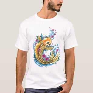 Koi med körsbärsröda blommar EDUN BOR kvällT-t Tee Shirt