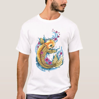 Koi med körsbärsröda blommar EDUN BOR kvällT-tröja Tee Shirt