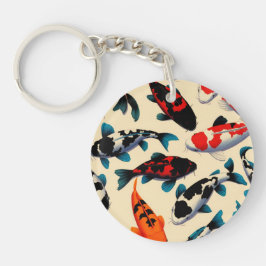 Koi Mönster Round Acrylic Keychain