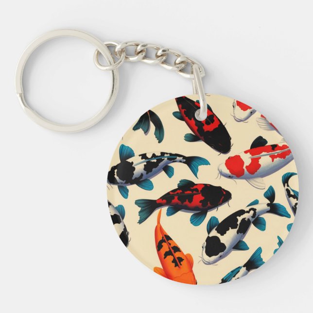 Koi Mönster Round Acrylic Keychain (Framsidan)