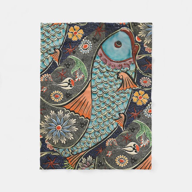 Koi Mosaic Fleecefilt (Framsidan)