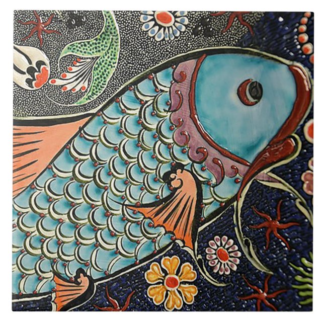 Koi mosaik kakelplatta (Framsidan)
