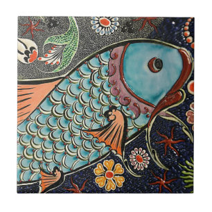 Koi mosaik kakelplatta