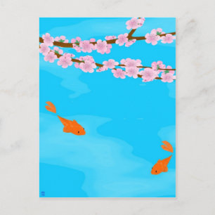 Koi och Sakura Postcard Vykort