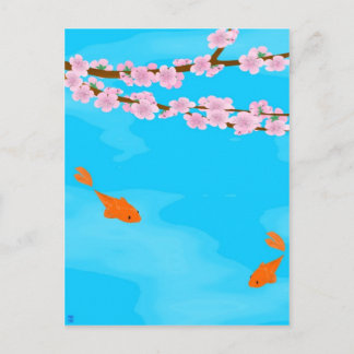 Koi och Sakura Postcard Vykort