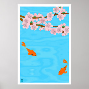 Koi och Sakura Poster