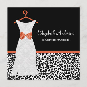 Koi Orange Gown Leopard PrintBridal Shower Inbjudningar