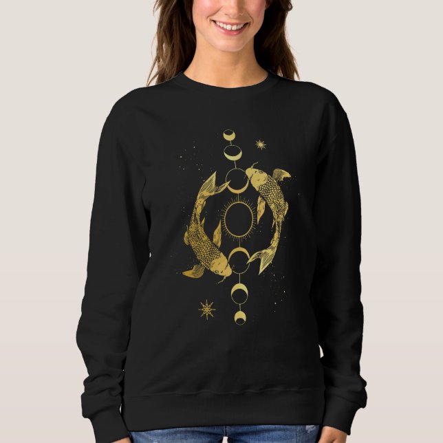 Koi Outfit Ying Yang Carp Sol Måne Phase Japan Sty T Shirt (Framsida)