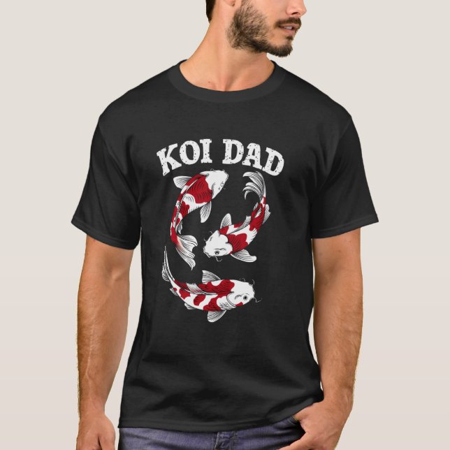 Koi Pappa Design med tre fiskar T Shirt (Framsida)