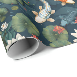 Koi Pond and Lotus Flowers Pattern, Elegant Nature Presentpapper