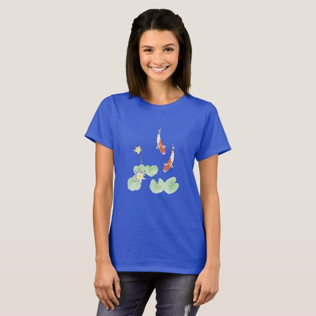 Koi Pond Blue Women's Basic Tshirt T Shirt (Hel framsida)