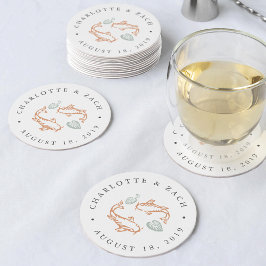Koi Pond Bröllop Underlägg Papper Rund