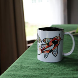 Koi Pond Fish Artwork Två-Tonad Mugg