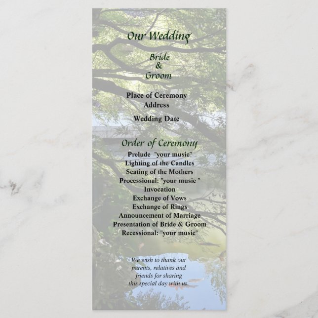 Koi Pond i kinesiska Garden Wedding Programme Program (Framsida)