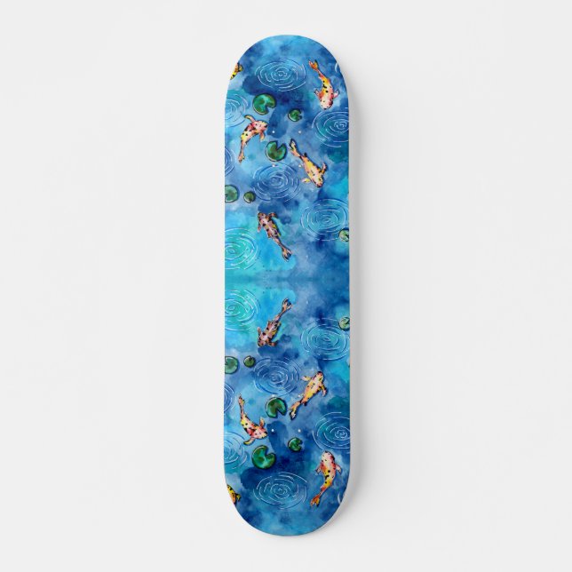 Koi Pond i Rain Mini Skateboard Bräda 18,5 Cm (Framsida)