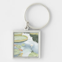 Koi Pond Reflection with Fish and Lilies