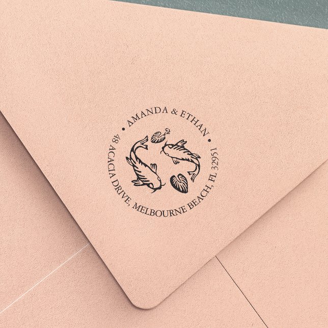 Koi Pond Returadress Självfärgande Stämpel (Skapare uppladdad)
